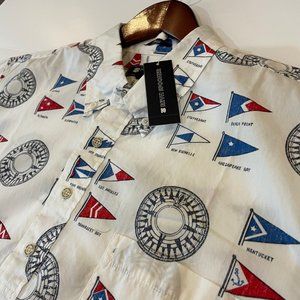 Reyn Spooner Men's Yachtsman Flags Classic Short Sleeve White Button Down